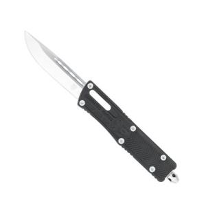 CobraTec OTF Auto Knife Small Sidewinder Satin Drop Point Blade with Black Slip Resistant Handles