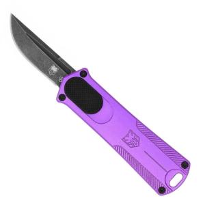 CobraTec Knives California 952 OTF Folding Knife, 1.75in, D2 Steel, Drop Point, Aluminum Handle, Purple, CALI952PURDNS