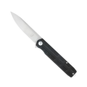 COBRATEC Kuzio Folding Knife 3.125" Stonewashed Drop Point Blade | Black G10 Handles