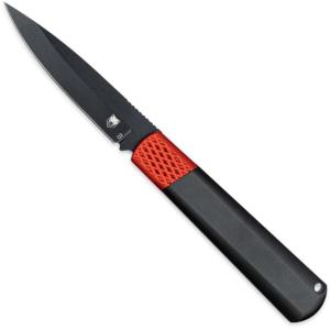 CobraTec Knives Gideon Automatic Folding Knife, 3in, Carbon Steel, Aluminum Handle, Black/Red, CTGHRBRB