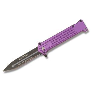 Tac Force Joker Spring Assisted Knife Stainless Steel Blade Purple Aluminum Handle