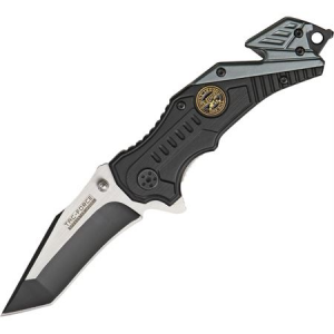 Tac Force Knives 640SN Assisted Opening Tanto Point Linerlock Folding Pocket Knife with Black Finish Aluminum Handles