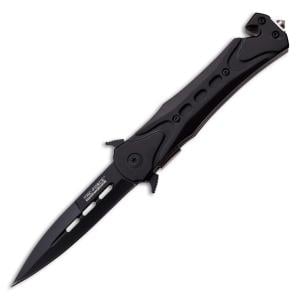 Tac-Force Tactical Stiletto Spring Assisted Knife with Black Aluminum Handle and Black Stainless Steel 3.25" Spear Point Blade Model TF-719BK