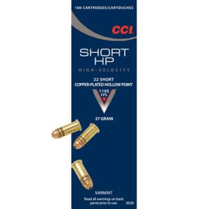 CCI .22 Short Ammunition 5,000 Rounds Copper Plated HP 27 Grain 1,105 Feet Per Second