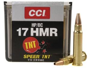 CCI Ammunition 17 Hornady Magnum Rimfire (HMR) 17 Grain Speer TNT Jacketed Hollow Point - 753347