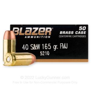 40 S&W - 165 Grain FMJ - Blazer Brass - 1000 Rounds