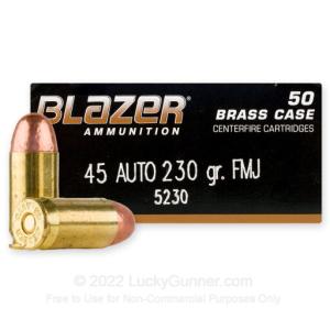 CCI Ammunition Blazer Brass Handgun Ammo .45 ACP 230 gr FMJ 1000/ct, CC5230BK