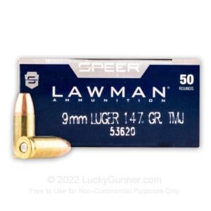 CCI Ammunition Speer Lawman 9mm Luger 147gr TMJ Ammo, 1000rd Case, 53620 CASE