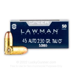 45 ACP - 230 Grain TMJ - Speer Lawman Clean-Fire - 1000 Rounds