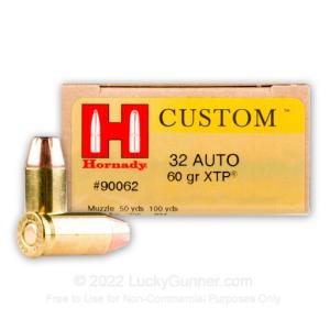 32 ACP - 60 Grain JHP XTP - Hornady Custom - 250 Rounds