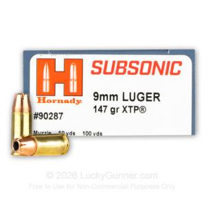Hornady Subsonic 9mm, 147gr XTP, 250rd Case