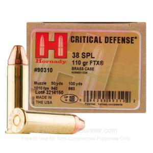 38 Special - 110 Grain FTX - Hornady Critical Defense - 250 Rounds