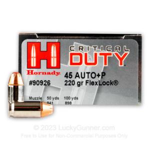 45 ACP - 220 gr +P JHP - FTX - Hornady - Critical Duty - 200 Rounds