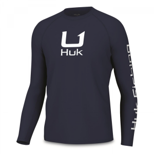 Huk Men's Icon Crew Long Sleeve Fishing Shirt - Ice Water 3XL