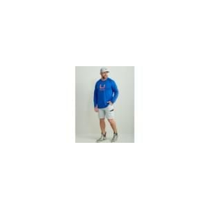 Huk Men's Icon Crew Long Sleeve Fishing Shirt - Ocean Blue XXL