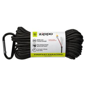 ZIPPO Nylon Fire-Starting Paracord | 550 Cord - 50' | Black