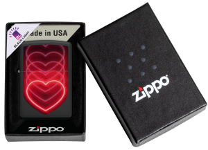 218 Hearts Design Zippo Lighter Black Matte