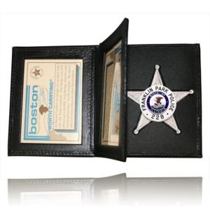 Boston Leather Book Style Badge Case, Double Id, Black - 122-6004