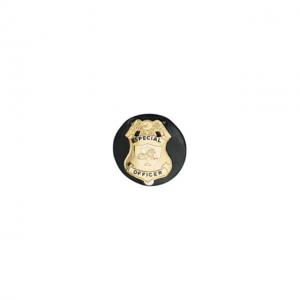 Boston Leather Circle Badge Holder, Black - 5841-1