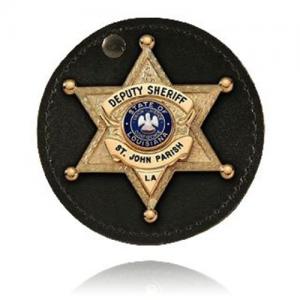Boston Leather Badge Holder Swivel Round Velc - 5889SCH-1