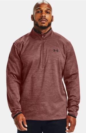 Under Armour Men's UA Armour Fleece 1/2 Zip Long Sleeve T-Shirt - 1357145 - Red Cinna/Black (688)