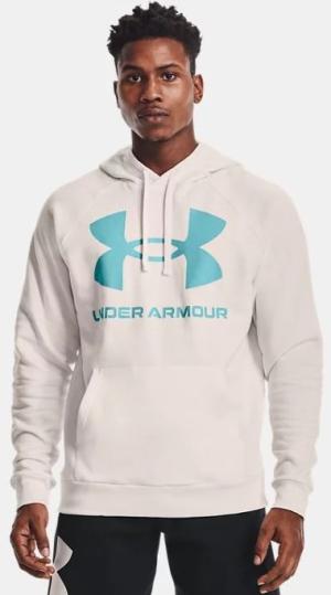 Under Armour Men's UA Rival Fleece Big Logo Hoodie Sweatshirt - 1357093 - Onyx White/Cosmos (113)