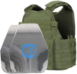 Caliber Armor AR550 11x14 Level III+ Body Armor and Condor MOPC Package w/PolyShield Spall Coat, OD Green, Medium-2XL, 19-AR550-MOPC-1114-SPC-OD