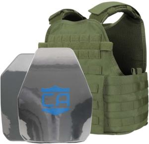 Caliber Armor AR550 Level III+ Body Armor and Condor MOPC Package, PolyShield Spall Coat w/Shooters and SAPI Cut, OD Green, Medium-2XL, MOPC-SAPI-SC-SPC-OD