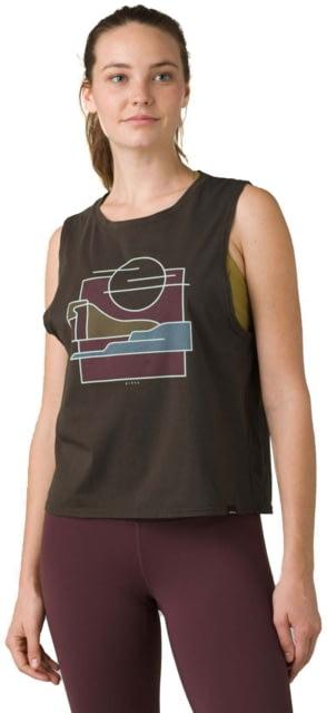 prAna Organic Graphic Sleeveless Shirt - Womens, Washed Black Throwback, L, 1962781-001-L