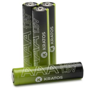 Kratos Power High-Performance Ultra Alkaline AAA Batteries (4-Pack) in Black/Green