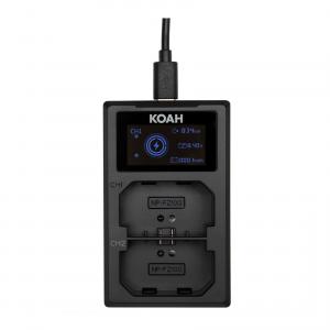 Koah Dual USB-C Charger with LCD Display for Sony NP-FZ100 Battery