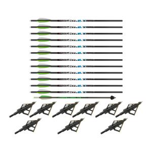 Killer Instinct Crossbows 12-Pack Hypr Lite 20-Inch Crossbow Bolts with Broadheads