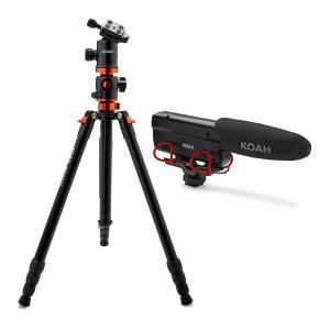 Koah PRO Aphelion Professional 6-Feet Tripod with 360 Degree Ball Head and Video Microphone in Black