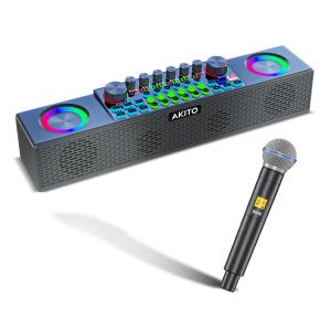 Akito D20 Live Kosher Karaoke System: Portable 20W Speaker, Music Effects, Wireless Microphone
