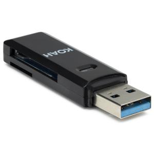 Koah Pro 2-in-1 USB 3.0 Memory Card Reader for SDXC, SDHC, SD, Micro SDXC, Micro SD, Micro SDHC Card in Black