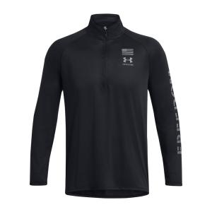 Under Armour Freedom Tech Half-Zip Long-Sleeve Pullover for Men - Black/Pitch Gray - XL