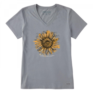 Life is Good Women's Scribbled Sunflower Crusher Lite Short Sleeve
