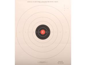 NRA Official Pistol Target B-8(P) RC Red Center 25 Yard Timed and Rapid Fire Paper Package of 100 - 291856