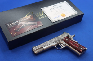 NEW Cnc Firearms CNCPREMIER45 Kimber 1911 Premier 45 ACP 7+1 5" Stainless Steel Barrel Stainless Steel Engraved Scrollwork/Serrated Slide Stainless Steel Frame Engraved Rosewood Grip 1 of 200