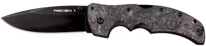 Cold Steel Limited Edition Recon 1 Pocket Knife 4" Spear Point CPM S35VN Black Blade Fat Carbon Handle Dark Matter