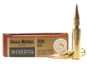 Federal Gold Medal Match .308 Winchester Ammunition 168 Grain Sierra MatchKing BTHP 2650 f