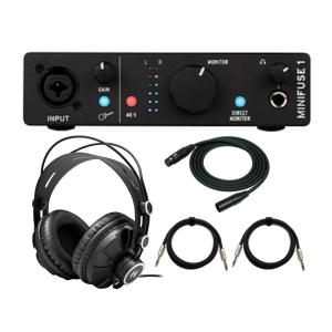 Arturia MiniFuse 1 USB-C Audio Interface with Studio Headphones, XLR and TRS Cables in Black