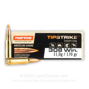 308 - 170 Grain Polymer Tip - Norma TIPSTRIKE - 20 Rounds
