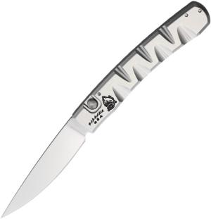 Piranha Knives Auto Virus Button Lock Slvr