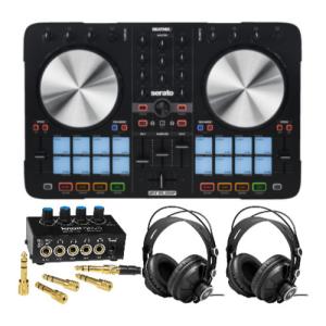 Reloop Beatmix 2 MK2 with Knox Gear Closed-Back Headphones (Pair) and Stereo Headphone Amplifier in Black
