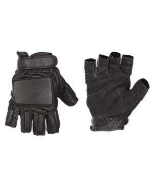 MIL-TEC Leather Security Fingerless Gloves, Black, Medium, 12515002-903