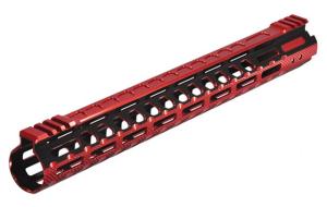 UTG Pro M-LOK AR15 15in Ultra Slim Rail, Black / Red 2-Tone, MTU019SSM3R2