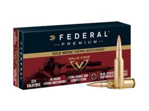 Federal Premium Gold Medal Ammunition 224 Valkyrie 90 Grain Sierra MatchKing Hollow Point Boat Tail - 606771