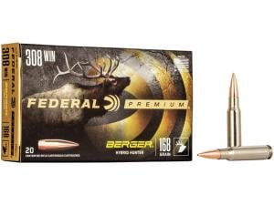 Federal Premium Ammunition 308 Winchester 168 Grain Berger Hybrid Hunter - 495940