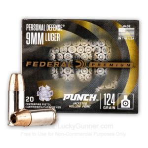 9mm - 124 Grain JHP - Federal Punch - 200 Rounds